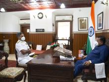 Rear Admiral S. Venkat Raman, VASM, Commandant, Naval War College called on Hon'ble Governor at Raj Bhavan