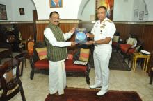 Rear Admiral Philiose G Pynumootil, VSM, NM, Flag Officer Naval Aviation and Flag officer Goa Naval Area called on Hon'ble Governor at Raj Bhavan