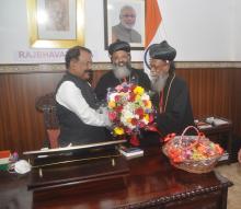 His Grace Dr.Geevarghese Mar Yulios, Metropolitan of Ahmedabad Diocese and His Grace Yakoob Mar Elias, Metrpolitan of Brahmavar Diocese called on Hon'ble Governor at Raj Bhavan