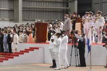 Hon'ble President of India, Shri Ram Nath Kovind presenting Colour to the Indian Naval Aviation at INS Hansa, Dabolim in Goa. Hon'ble Governor attended the function.