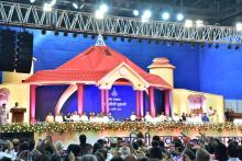 Hon’ble Governor administered the oath of office and secrecy to Hon’ble Chief Minister Dr.Pramod Sawant alongwith 8 Ministers at Dr.Shyama Prasad Mukherjee Stadium in the presence of Hon’ble Prime Minister Shri Narendra Modi.