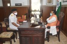 Rear Admiral Philiose G Pynumootil, VSM, NM, Flag Officer Naval Aviation and Flag officer Goa Naval Area called on Hon'ble Governor