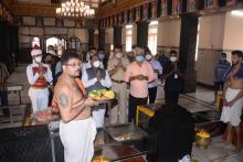 As part of 'Goa Sampurna Yatra', Hon'ble Governor visited Sanguem Taluka on 19.2.2022. Hon'ble Governor along with the First Lady Adv. (Smt.) Reetha Sreedharan offered prayers to Lord Shree Damodar at Zambaulim.