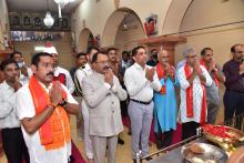 As part of 'Goa Sampurna Yatra', Hon'ble Governor visited Marcel village of Ponda Taluka. Hon'ble Governor offered prayers to Shree Ganesh temple, Khandola, Marcel. Shri Govind Gaude, Hon'ble MLA was present on the occasion.