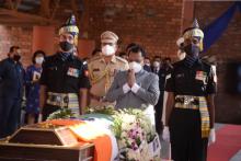 Hon'ble Governor paid tributes to General (Retd.) Sunith Rodrigues, PVSM, VSM, Former Governor of Punjab at St. Inez Crematorium.