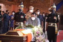 Hon'ble Governor paid tributes to General (Retd.) Sunith Rodrigues, PVSM, VSM, Former Governor of Punjab at St. Inez Crematorium.