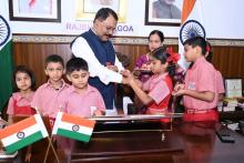 On the occasion of celebrations of Raksha Bandhan, students of Dr. KB Hedgewar Primary School tied Rakhi to Hon'ble Governor at Raj Bhavan,