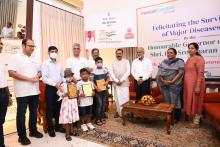 Hon'ble Governor felicitated survivors of major diseases at Raj Bhavan on the occasion of Azadi ka Amrit Mahotsav celebrattions. The programme was organised in collaboration with Manipal Hospital.