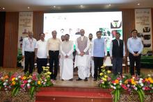 Hon'ble Governor of Gujarat Shri Acharya Devvrat in the presence of  Hon'ble Governor of Goa Shri P.S. Sreedharan Pillai & Hon'ble Chief Minister Dr.Pramod Sawant  launched the project of Natural Farming organised by Dte. of Agriculture at Raj Bhavan