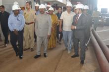 Hon'ble Governor along with First Lady visited Goa Shipyard Ltd. Shri Mauvin Godinho, Hon'ble Minister and Shri Krishna Salkar were present on the occasion