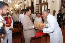 Hon'ble Governor visited Siolim Church for blessings. Shri Michael Lobo, Hon'bel MLA and Smt. Delilah Lobo, Hon'ble MLA were present on the occasion.