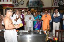 HON'BLE GOVERNOR VISITED SHREE VIMLESHWAR DEVASTHAN FOR BLEESINGS AND INTERACTED WITH SARPANCHAS AND MEMBERS OF VILLAGE PANCHAYATS OF RIVONA, NETORLI, MOLCORNEM & QUEPEN-PIRLA AND DISBURSED FINANCIAL AID TO THE DIALYSIS/CANCER PATIENTS.