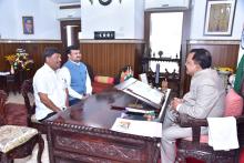 SHRI GANESH GAONKAR, MLA AND DR. PANKAJ SHUKLA, HOD, DERMATOLOGY & STD CALLED ON HON'BLE GOVERNOR AT RAJ BHAVAN.