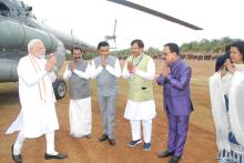 HON'BLE GOVERNOR RECEIVED HON'BLE PRIME MINISTER AT MOPA AIRPORT