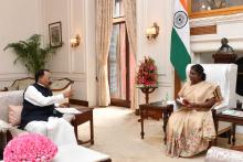 HON'BLE GOVERNOR CALLED ON SMT. DROUPADI MURMU, HON'BLE PRESIDENT OF INDIA AT RASHTRAPATI BHAVAN, NEW DELHI.