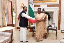 HON'BLE GOVERNOR CALLED ON SMT. DROUPADI MURMU, HON'BLE PRESIDENT OF INDIA AT RASHTRAPATI BHAVAN, NEW DELHI.