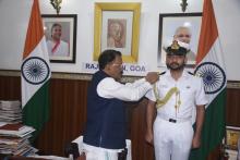 HO'BLE GOVERNOR ATTENDED STRIPE CEREMONY OF ADC LT. CDR. DARSHAN N. SANKARADDI (NAVY) AT RAJ BHAVAN