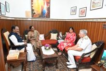 R Adm along with spouse, Flag Officer Goa Naval Area, for High Tea called on Hon'ble Governor at Raj Bhavan