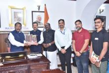 Dr. Praveen Kumar Directof of ICAR-CCARI Goa, Dr. R Solomom Raj Kumar, Senior Scientist and Shri N K Kurian called on Hon'ble Governor at Raj Bhavan