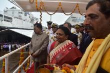 Hon'ble Governor Alongwith First Lady Adv. (Smt.) Reetha Sreedharan Attended as Chief Guest, Indian Navy Ship Launching, Goa Shipyard Ltd. Vasco. 