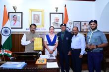 Hon'ble Governor attended the function of Pining of Flag on the Occasion of Bharat Scouts Guide Flag Day by Shri. James Fernandes, State Secretary and others. 